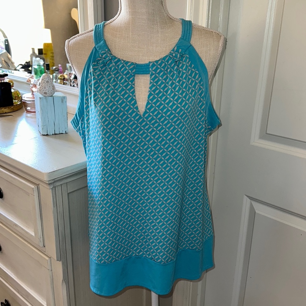 Banana Republic Size XL teal and grey halter EUC